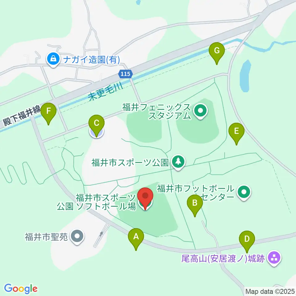 福井市スポーツ公園サッカー・ラグビー場周辺の駐車場・コインパーキング一覧地図