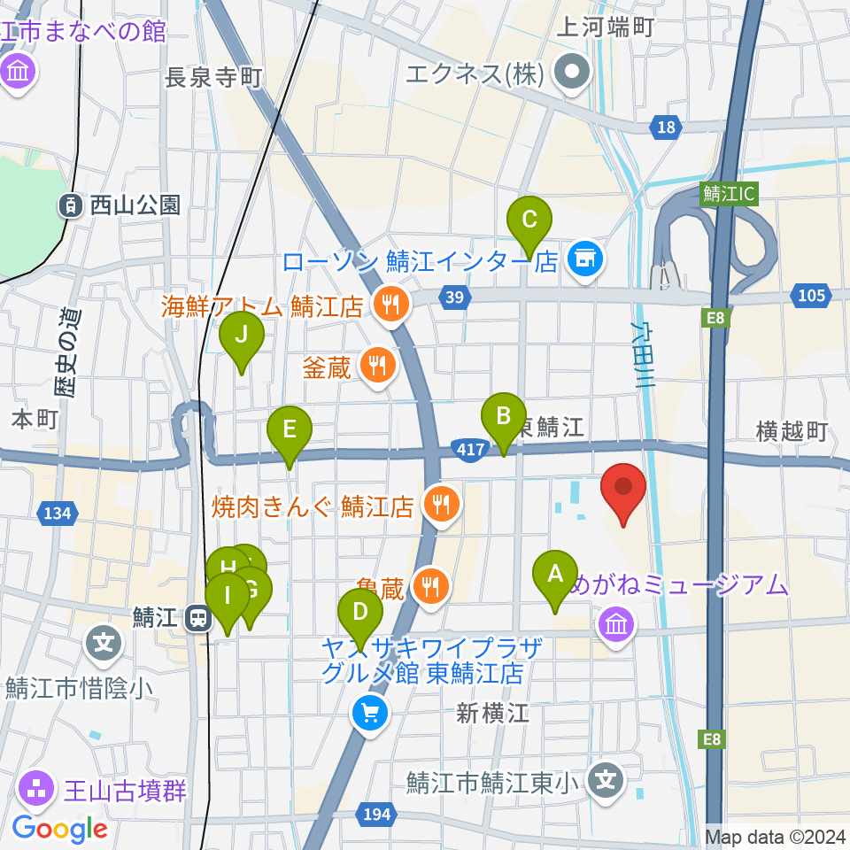 鯖江市東公園陸上競技場周辺の駐車場・コインパーキング一覧地図