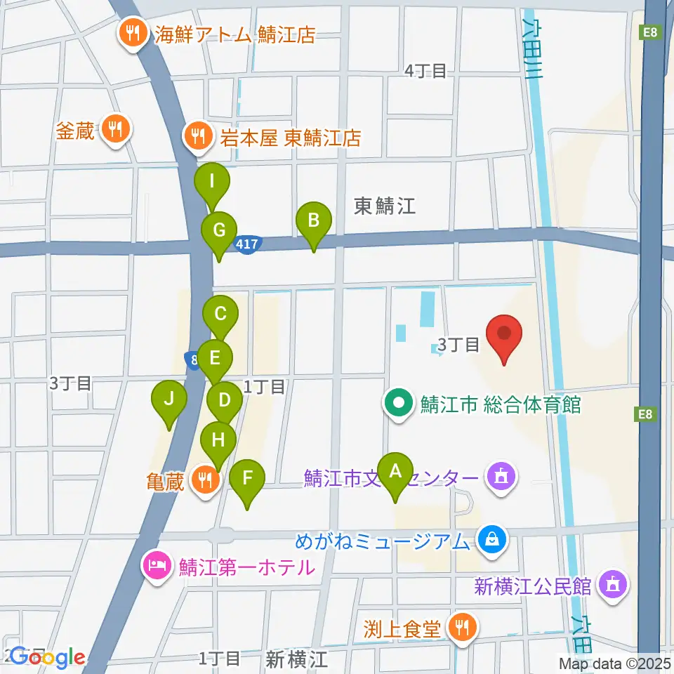 鯖江市東公園陸上競技場周辺の駐車場・コインパーキング一覧地図