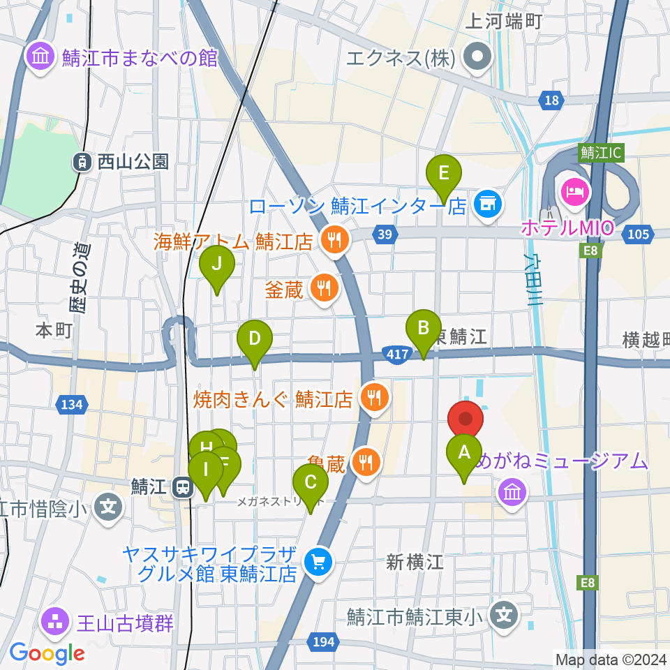 鯖江市総合体育館周辺の駐車場・コインパーキング一覧地図