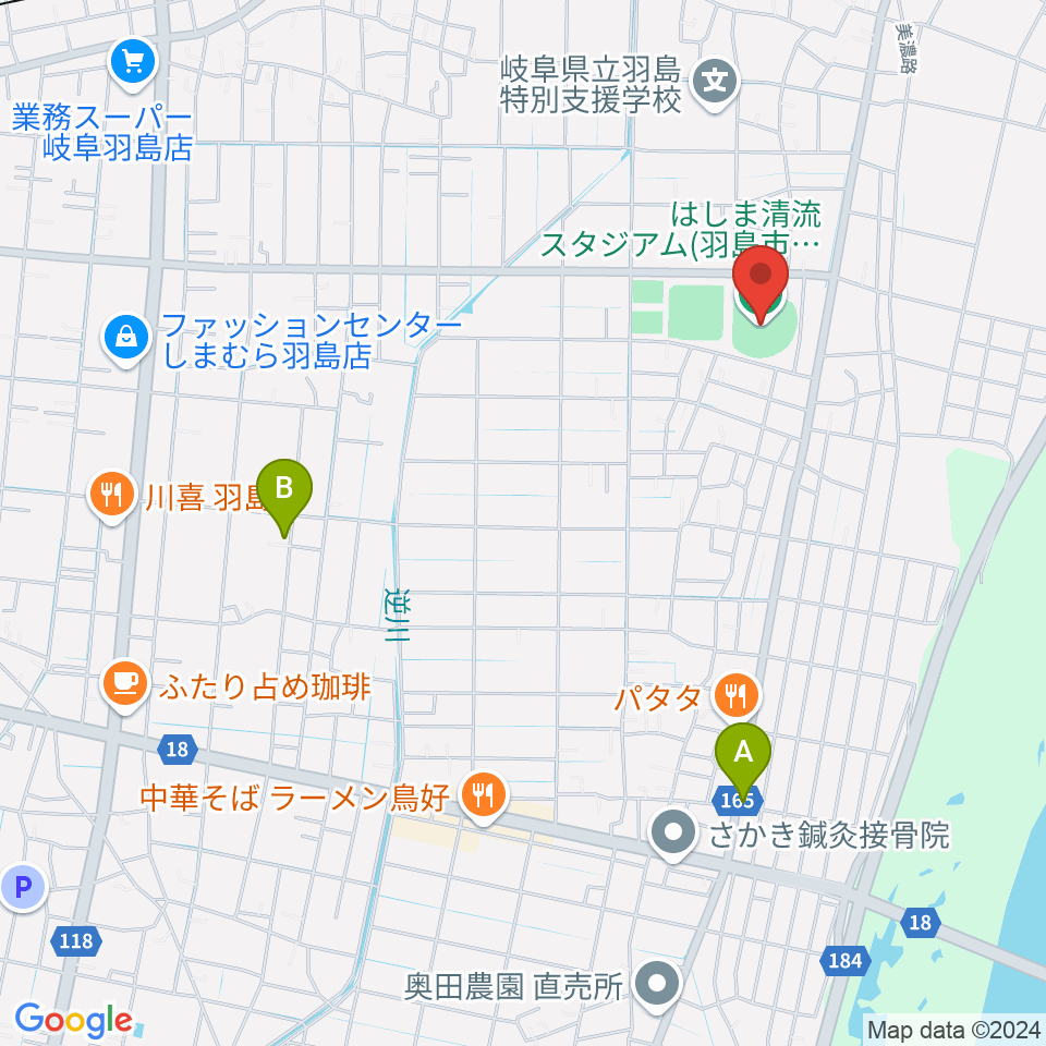 はしま清流スタジアム周辺の駐車場・コインパーキング一覧地図