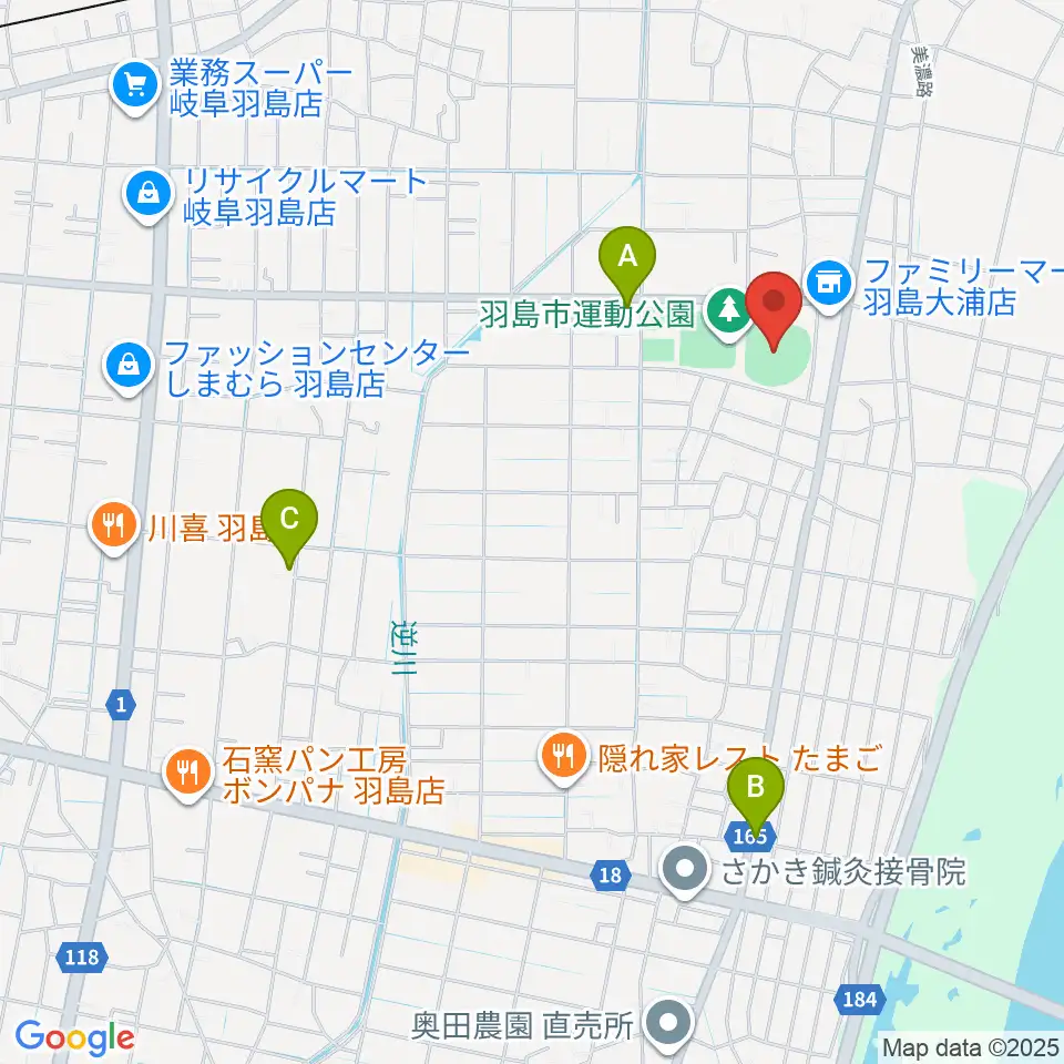 はしま清流スタジアム周辺の駐車場・コインパーキング一覧地図