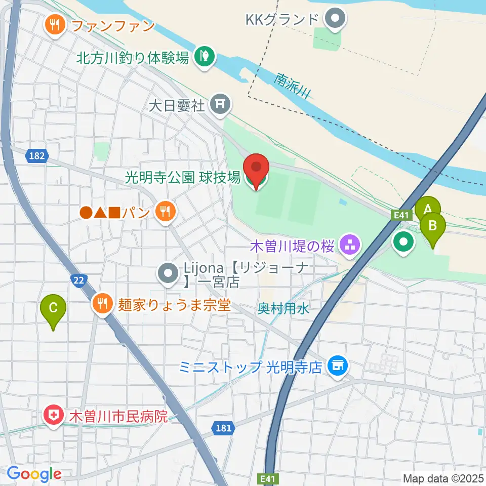 光明寺公園球技場周辺の駐車場・コインパーキング一覧地図