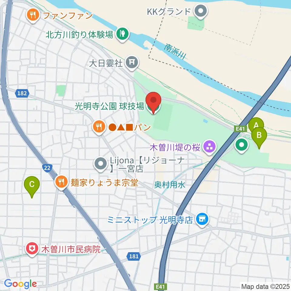光明寺公園球技場周辺の駐車場・コインパーキング一覧地図