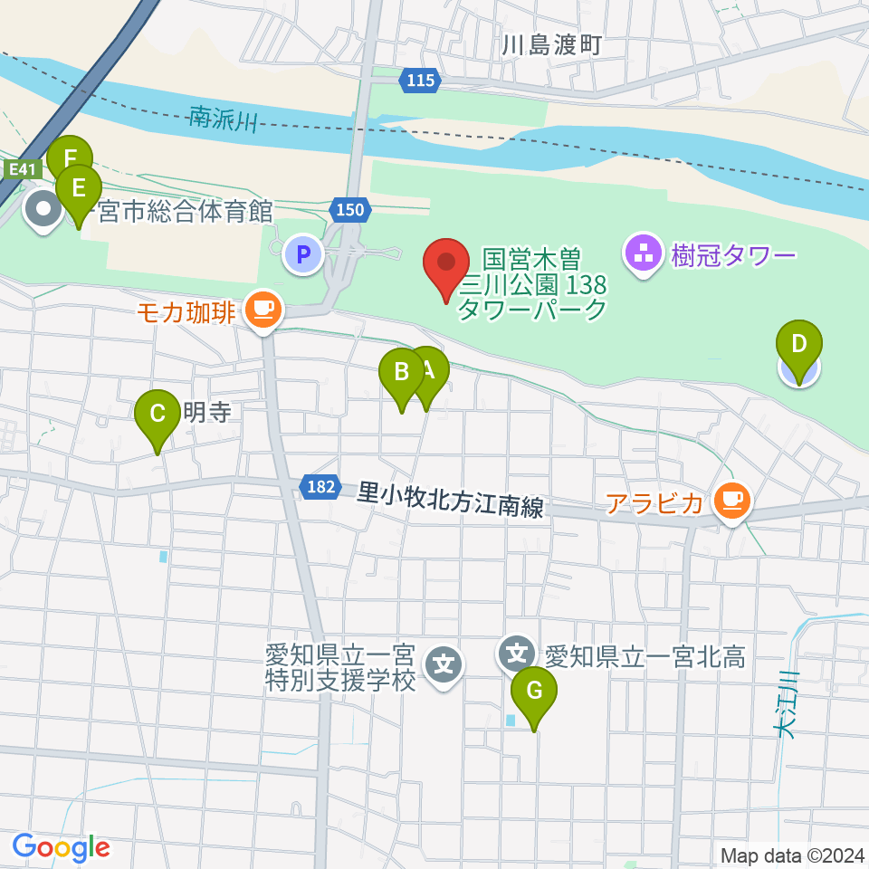 138タワーパーク野外ステージ周辺の駐車場・コインパーキング一覧地図