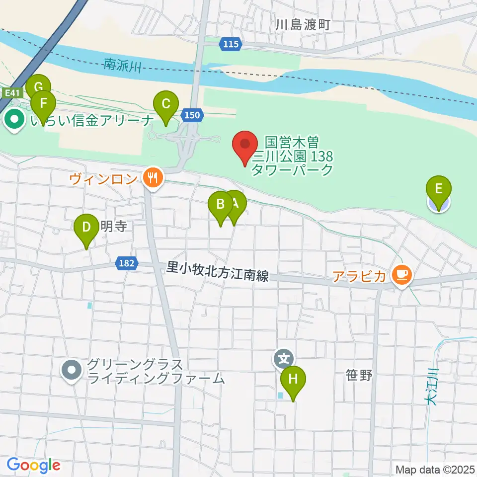 138タワーパーク野外ステージ周辺の駐車場・コインパーキング一覧地図