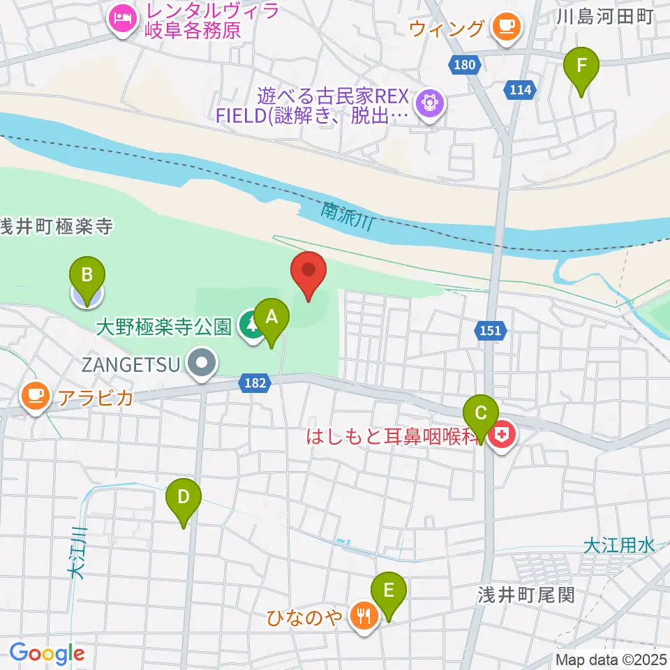 大野極楽寺公園野球場周辺の駐車場・コインパーキング一覧地図
