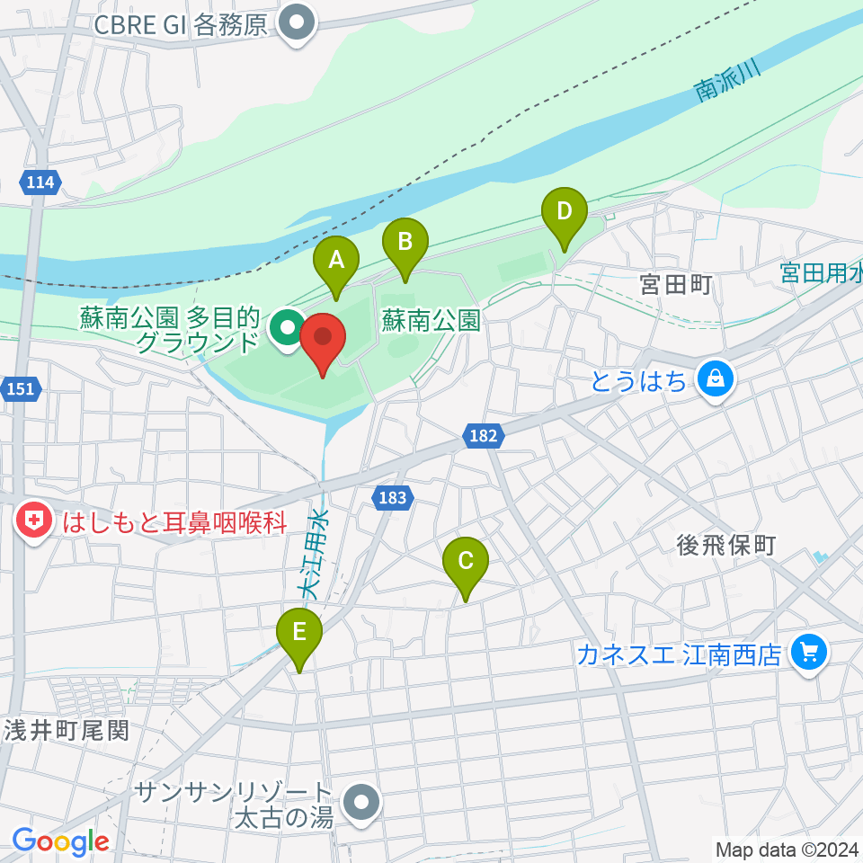 蘇南公園南野グランド周辺の駐車場・コインパーキング一覧地図