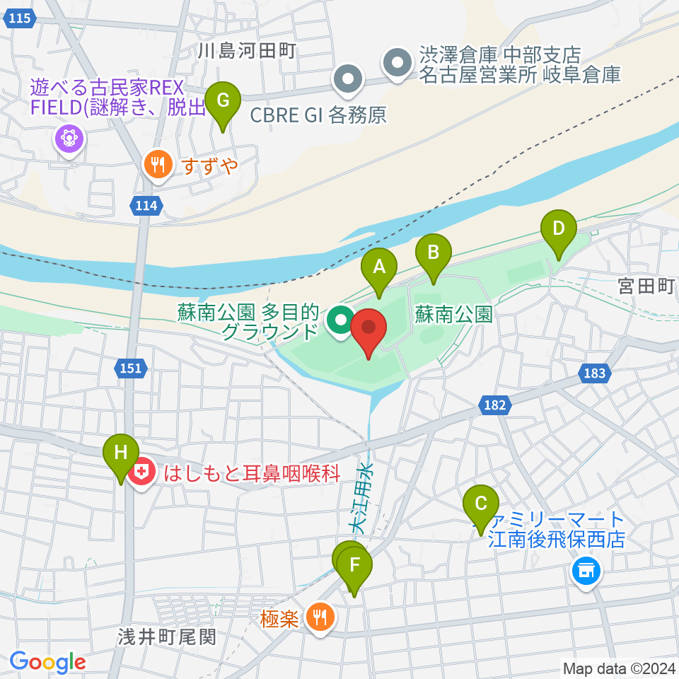 蘇南公園南野グランド周辺の駐車場・コインパーキング一覧地図