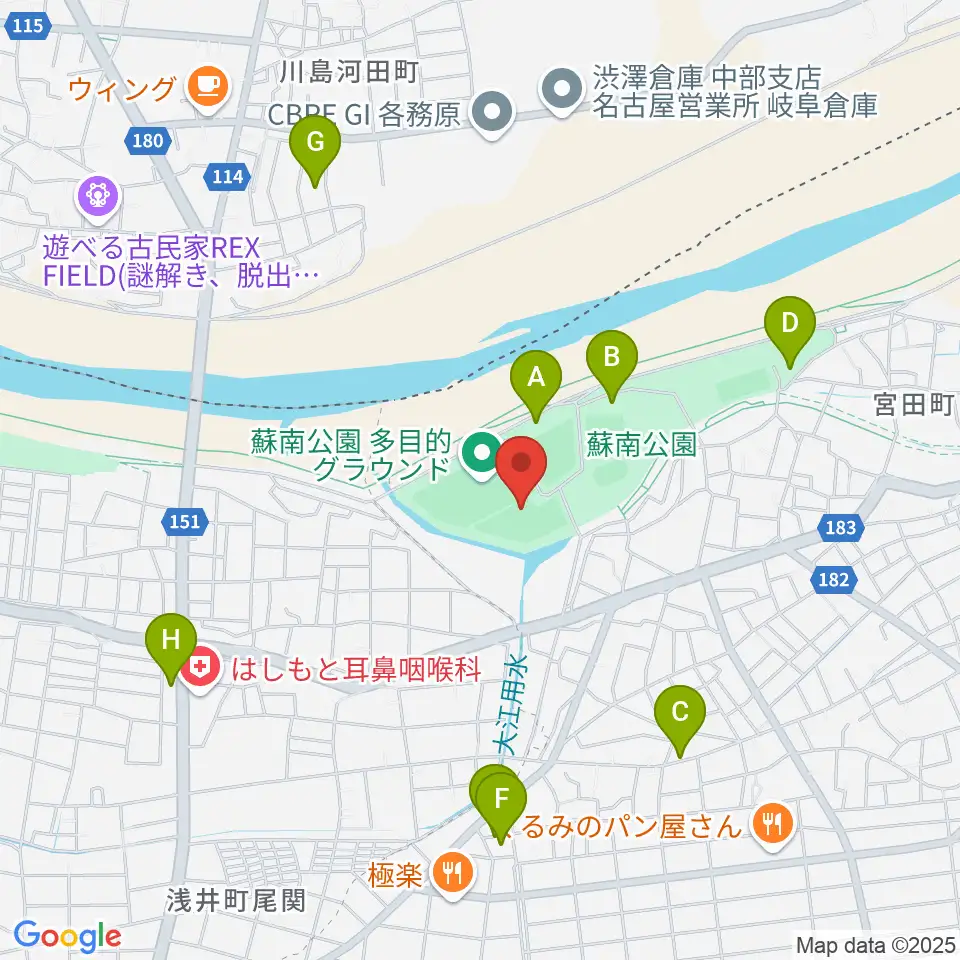 蘇南公園南野グランド周辺の駐車場・コインパーキング一覧地図