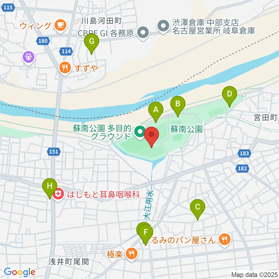 蘇南公園南野グランド周辺の駐車場・コインパーキング一覧地図