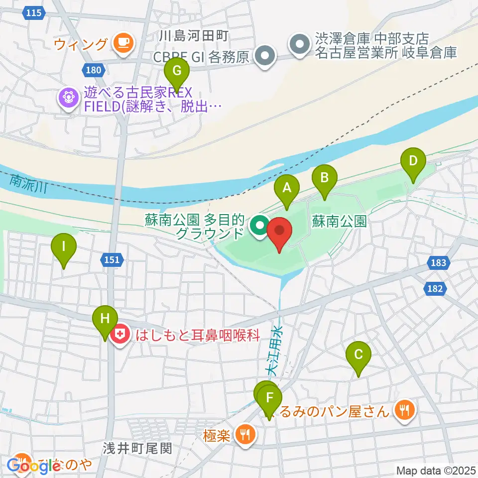 蘇南公園南野グランド周辺の駐車場・コインパーキング一覧地図