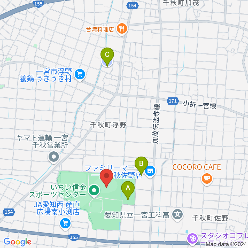 いちい信金スポーツセンター陸上競技場周辺の駐車場・コインパーキング一覧地図