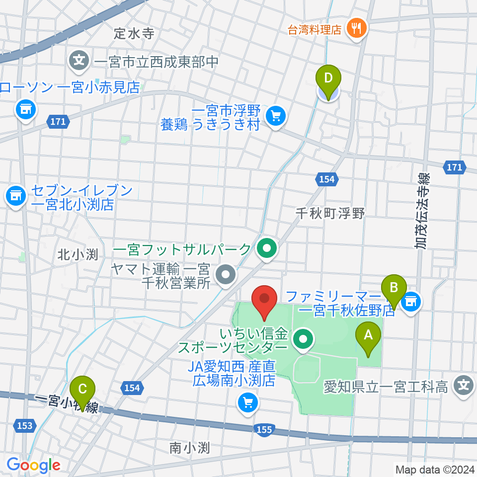 いちい信金スポーツセンター野球場周辺の駐車場・コインパーキング一覧地図