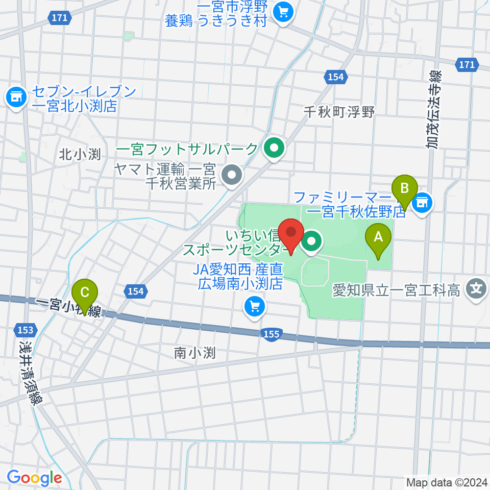 いちい信金スポーツセンターサッカー場周辺の駐車場・コインパーキング一覧地図