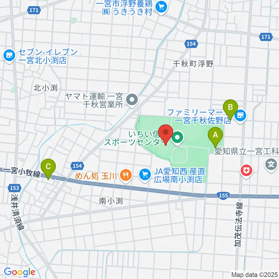 いちい信金スポーツセンターサッカー場周辺の駐車場・コインパーキング一覧地図