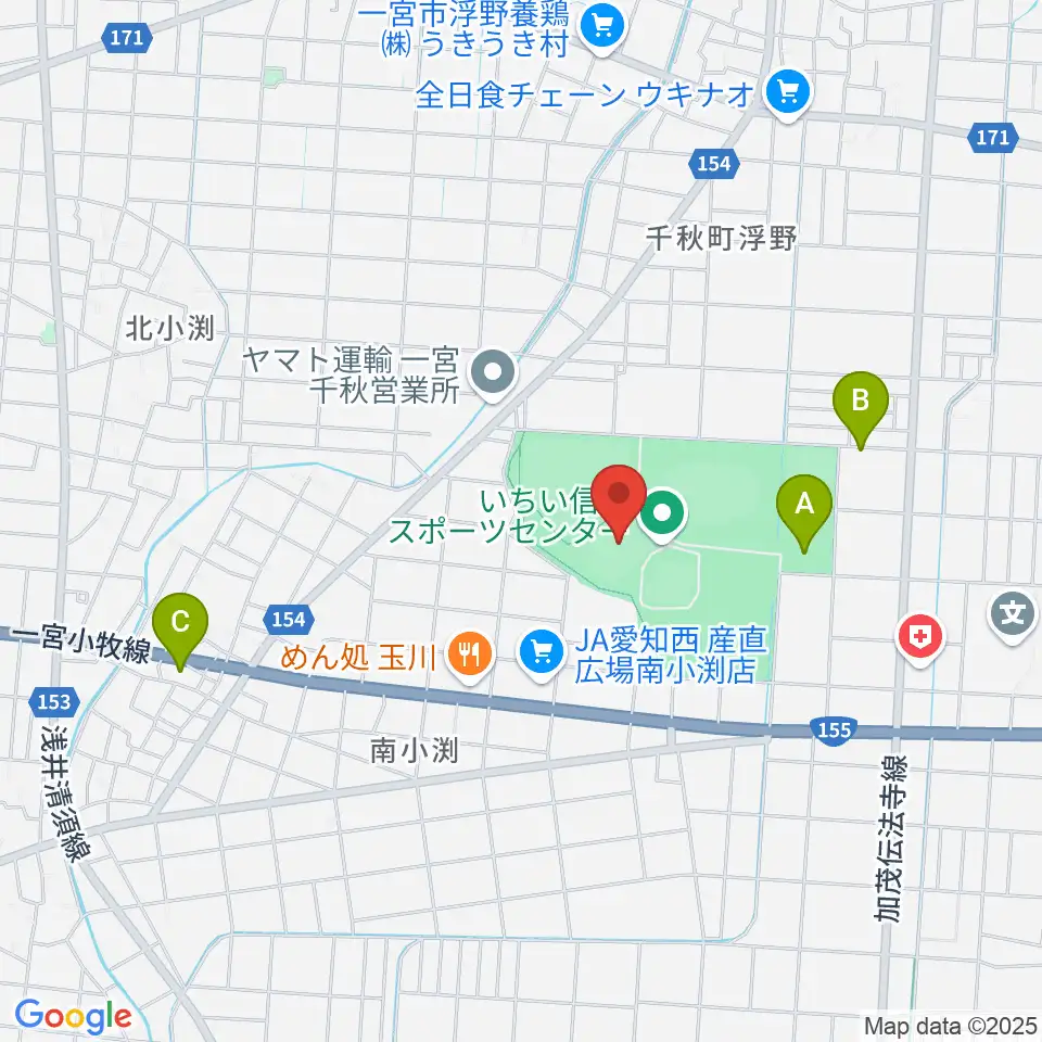 いちい信金スポーツセンターサッカー場周辺の駐車場・コインパーキング一覧地図