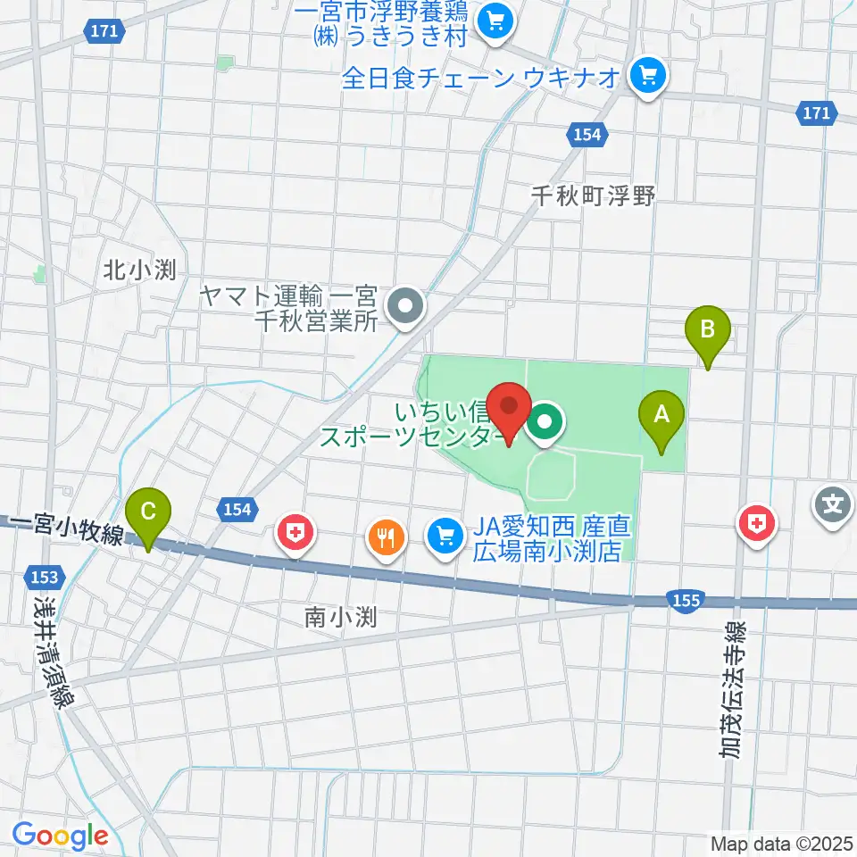 いちい信金スポーツセンターサッカー場周辺の駐車場・コインパーキング一覧地図