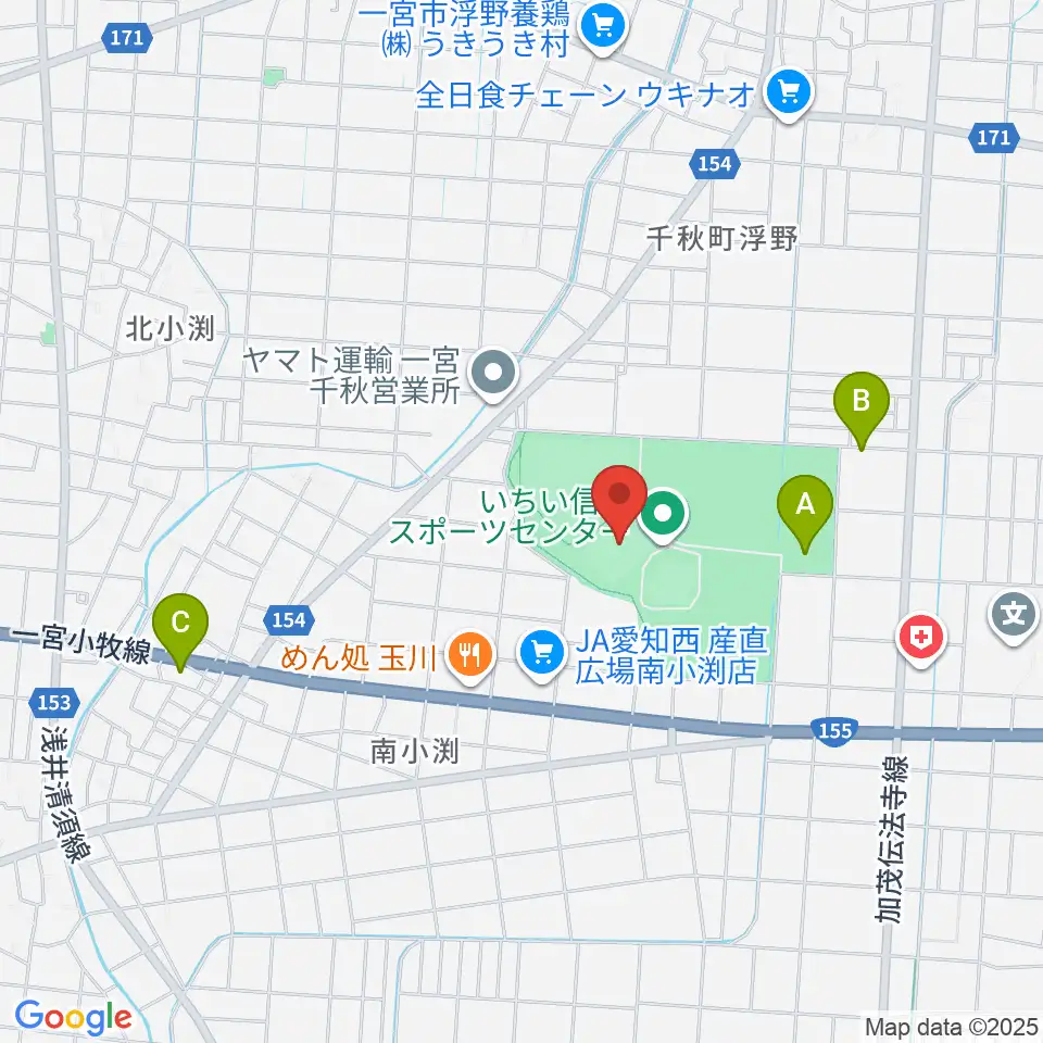 いちい信金スポーツセンターサッカー場周辺の駐車場・コインパーキング一覧地図