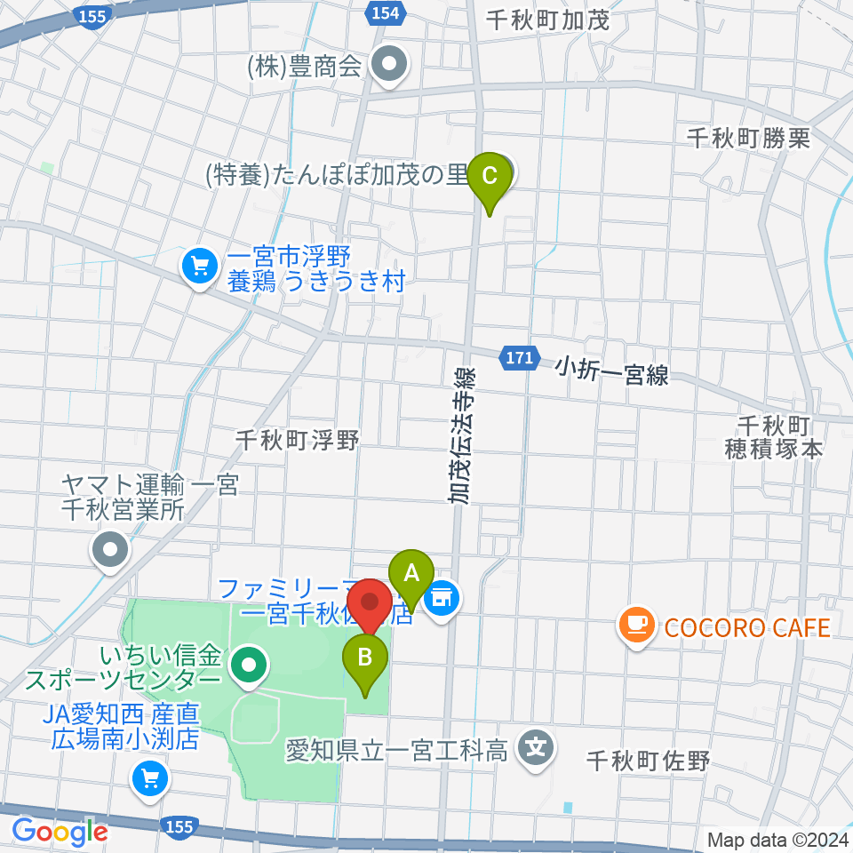 いちい信金スポーツセンター多目的競技場周辺の駐車場・コインパーキング一覧地図