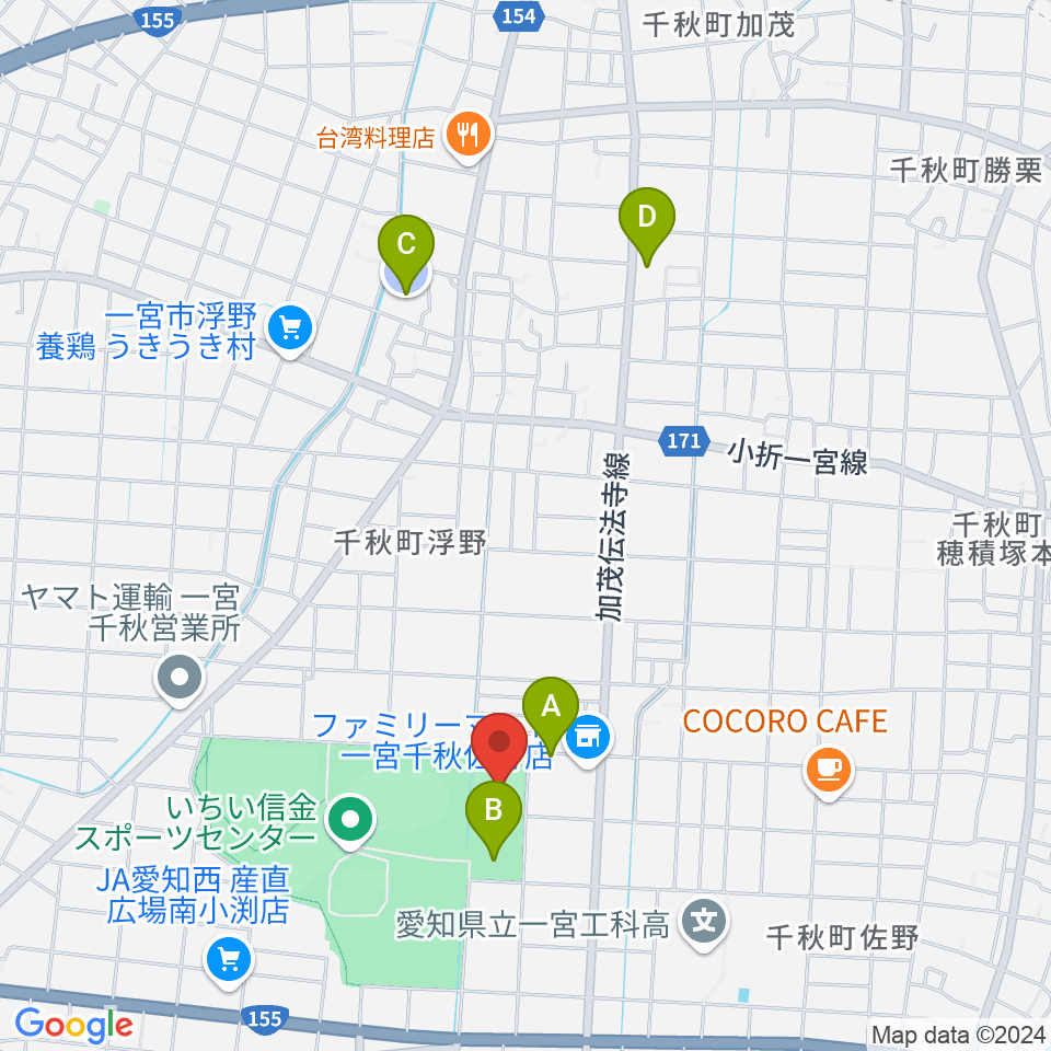 いちい信金スポーツセンター多目的競技場周辺の駐車場・コインパーキング一覧地図