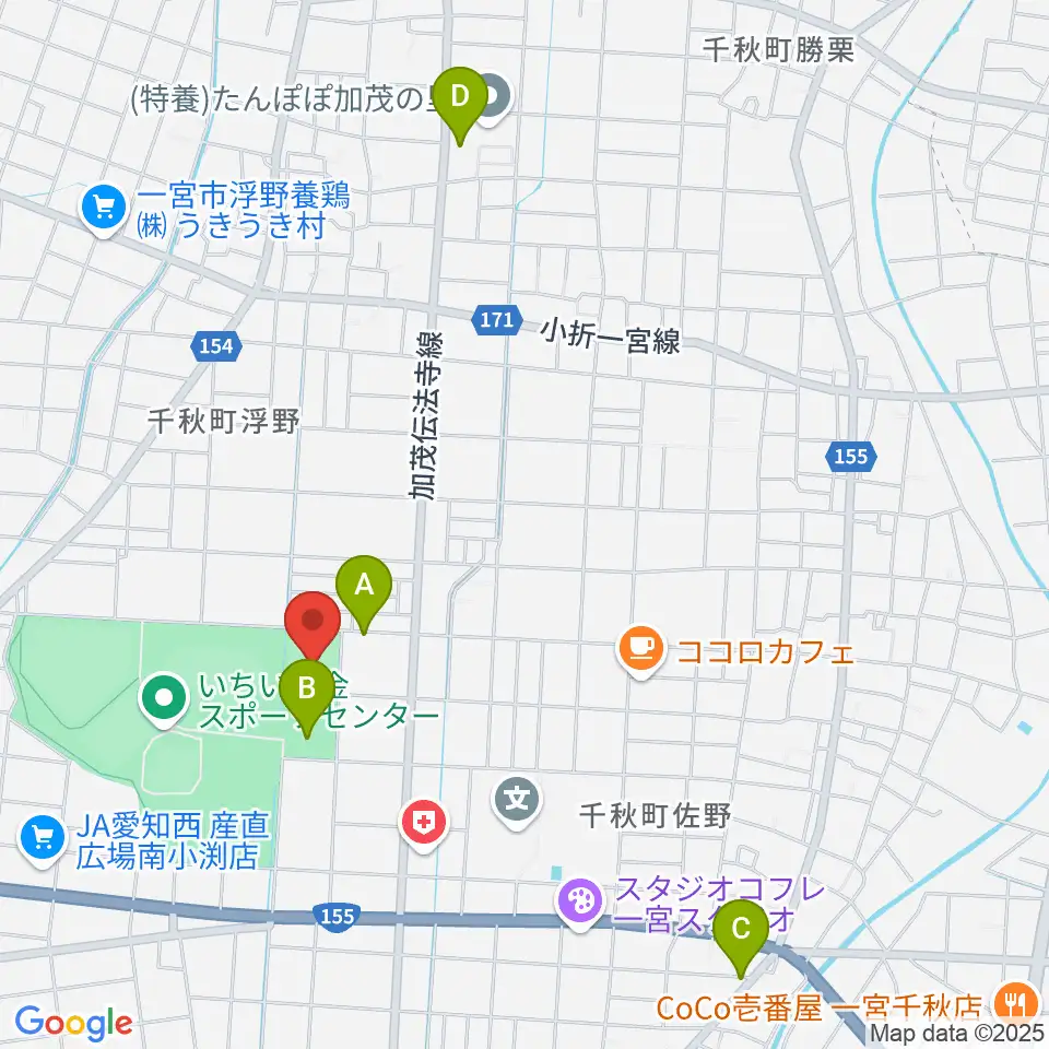 いちい信金スポーツセンター多目的競技場周辺の駐車場・コインパーキング一覧地図