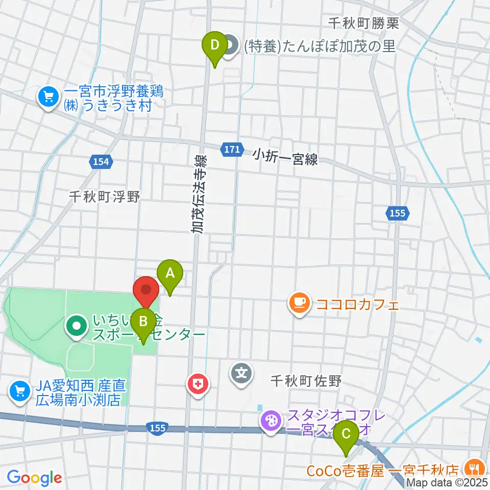 いちい信金スポーツセンター多目的競技場周辺の駐車場・コインパーキング一覧地図