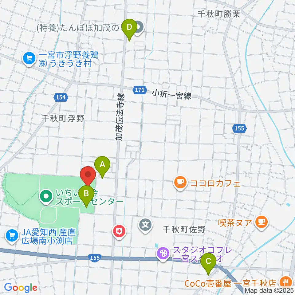 いちい信金スポーツセンター多目的競技場周辺の駐車場・コインパーキング一覧地図