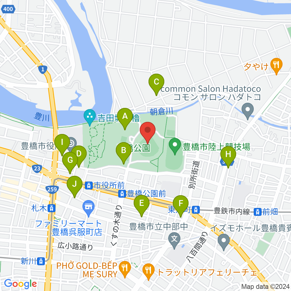 豊橋球場周辺の駐車場・コインパーキング一覧地図