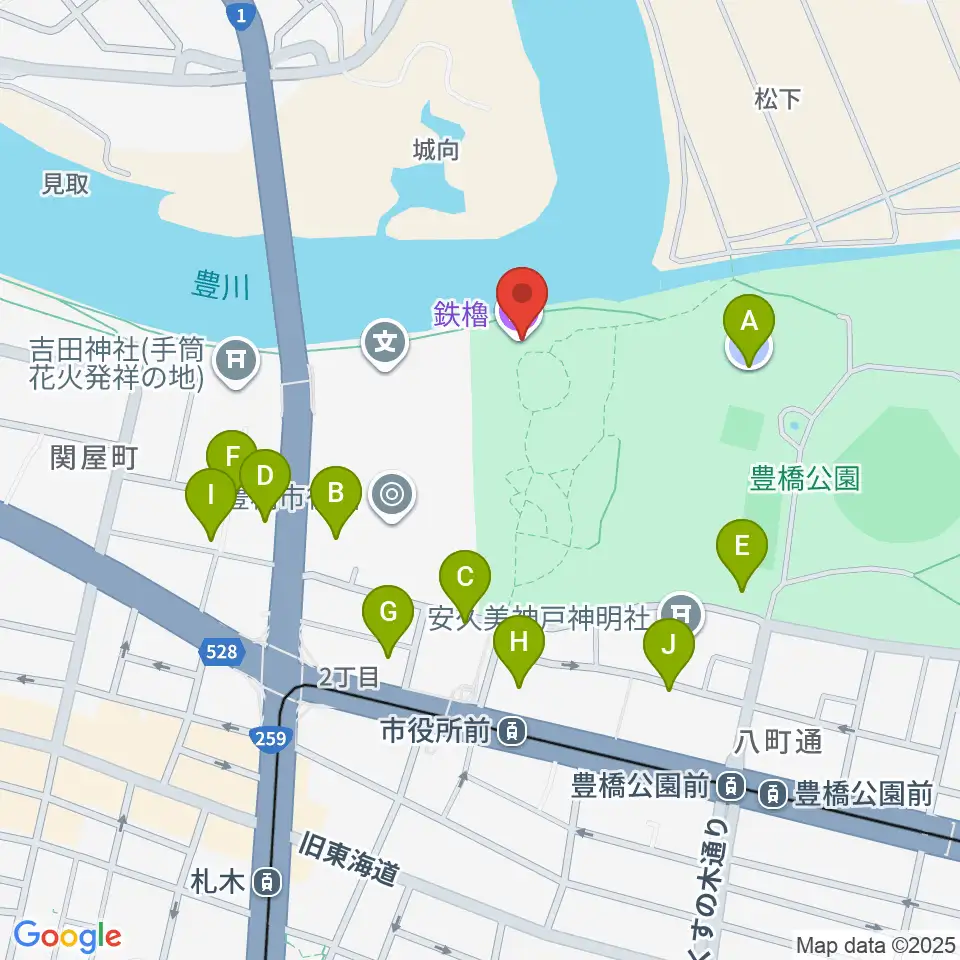 吉田城鉄櫓資料館周辺の駐車場・コインパーキング一覧地図