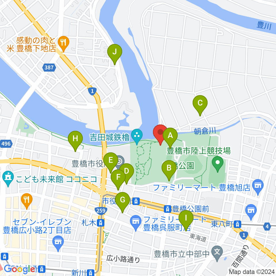 豊橋市三の丸会館周辺の駐車場・コインパーキング一覧地図