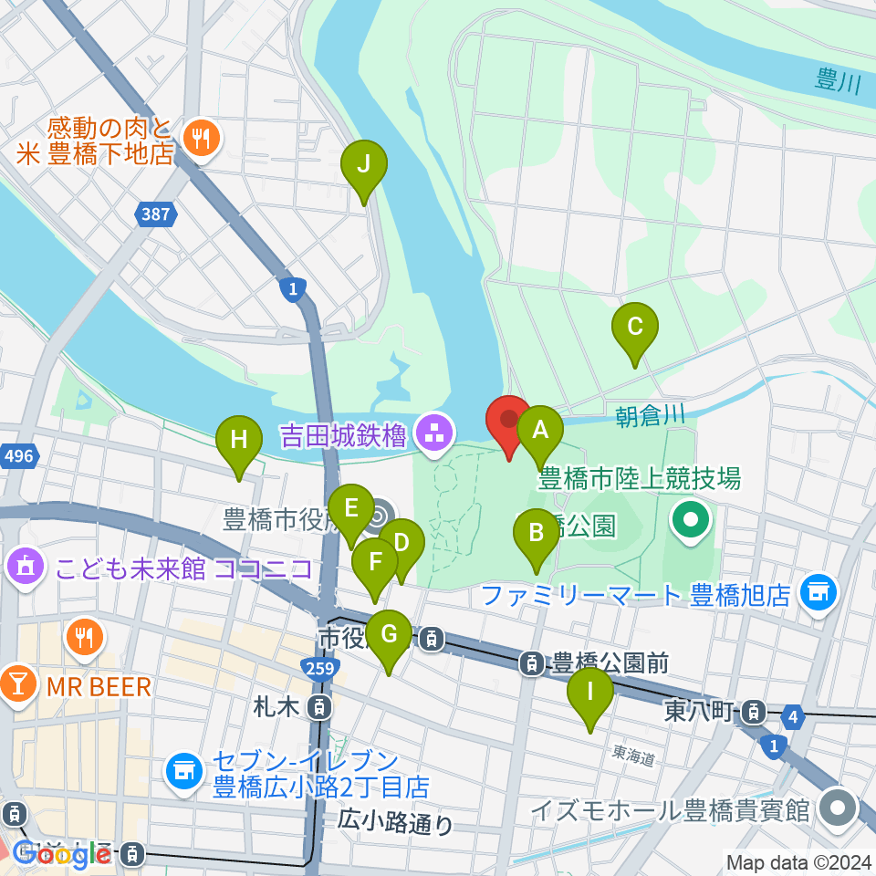 豊橋市三の丸会館周辺の駐車場・コインパーキング一覧地図