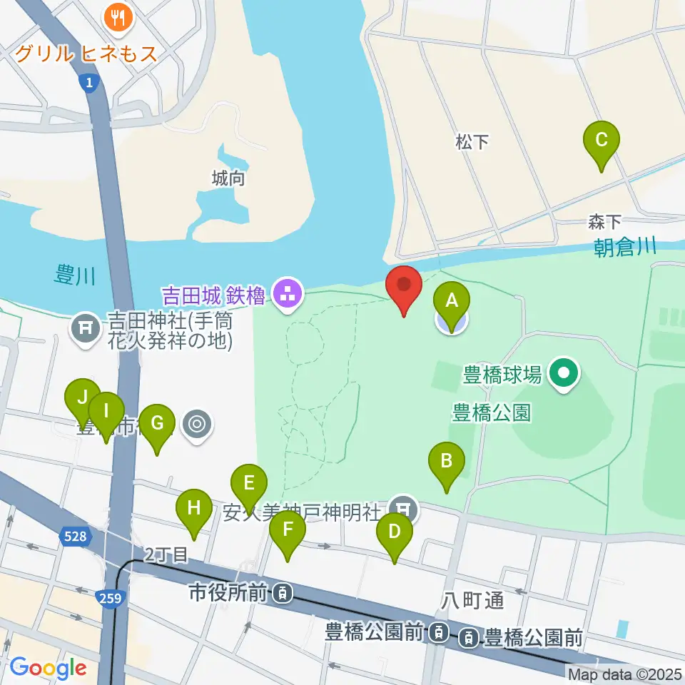 豊橋市三の丸会館周辺の駐車場・コインパーキング一覧地図
