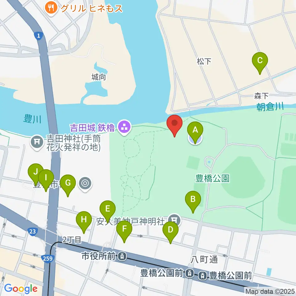 豊橋市三の丸会館周辺の駐車場・コインパーキング一覧地図