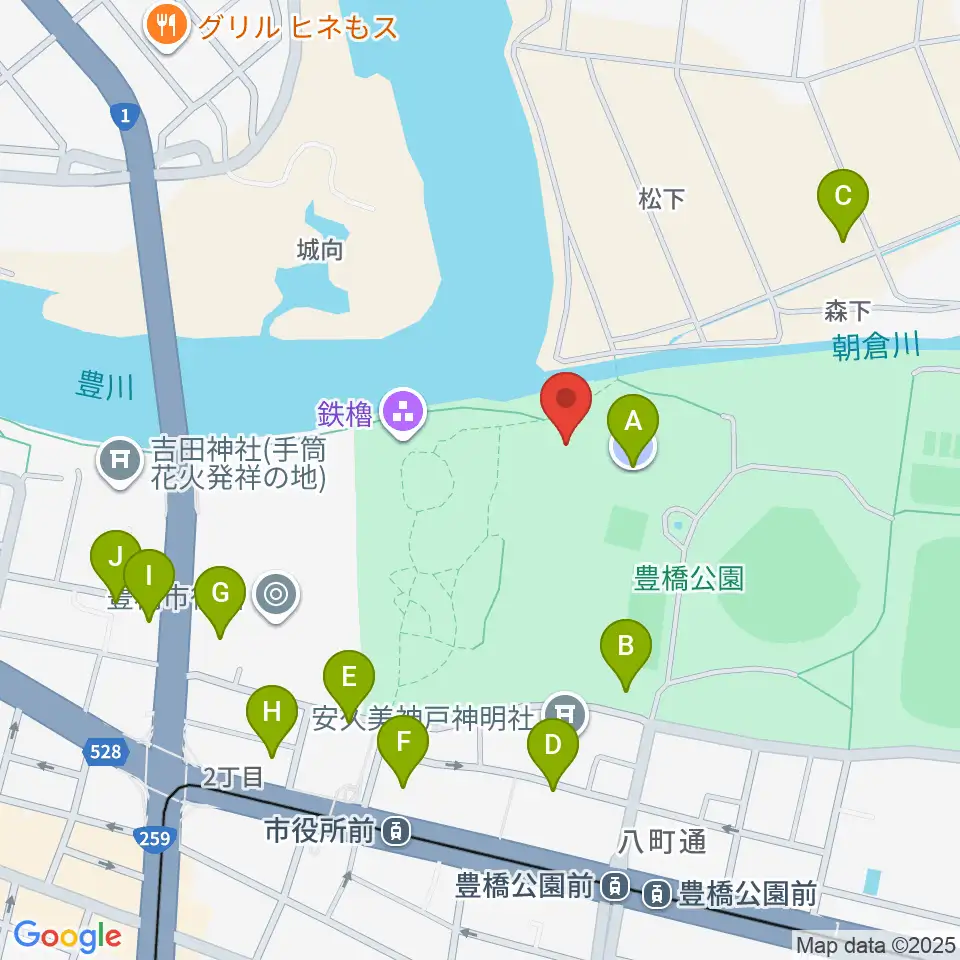 豊橋市三の丸会館周辺の駐車場・コインパーキング一覧地図