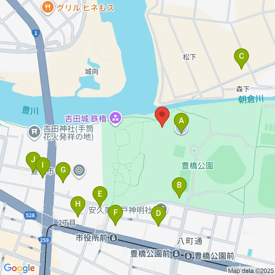 豊橋市三の丸会館周辺の駐車場・コインパーキング一覧地図