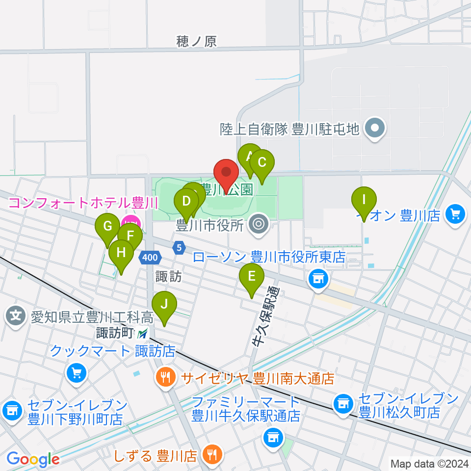 豊川市陸上競技場周辺の駐車場・コインパーキング一覧地図