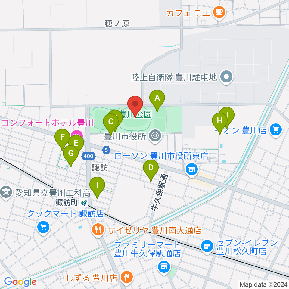 豊川市陸上競技場周辺の駐車場・コインパーキング一覧地図