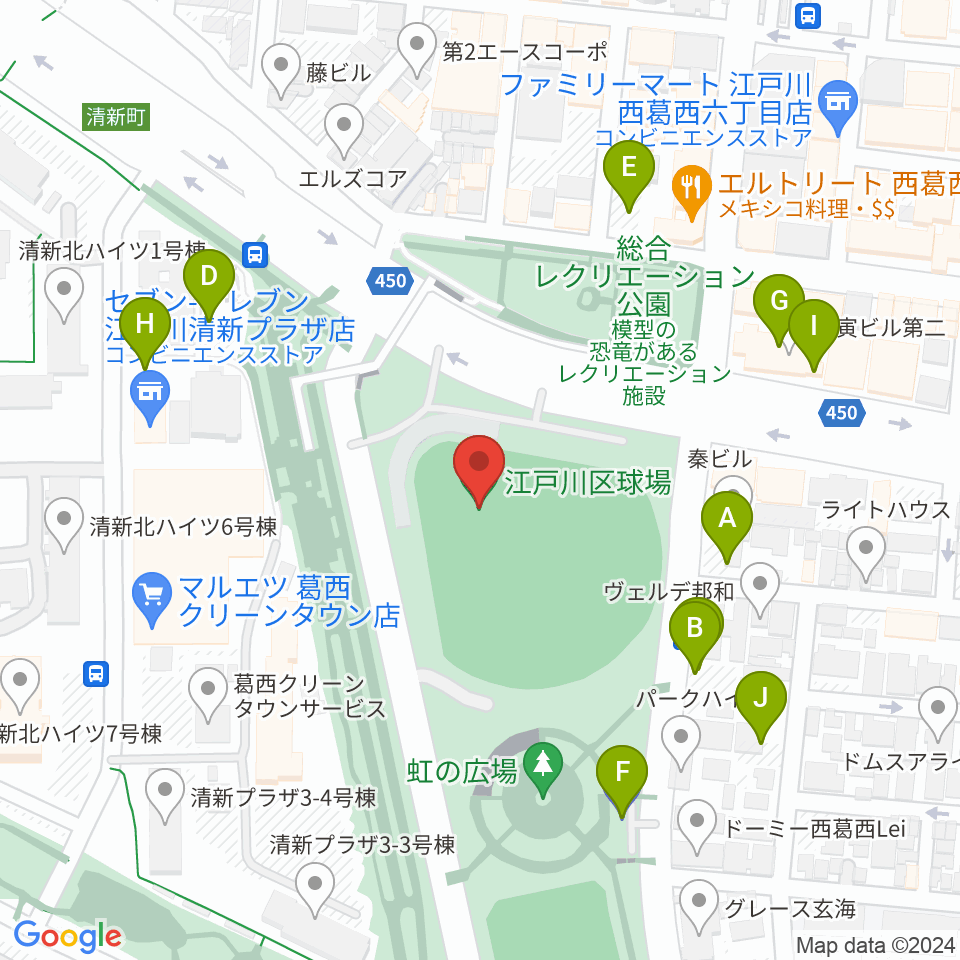 JPアセットスタジアム江戸川周辺の駐車場・コインパーキング一覧地図