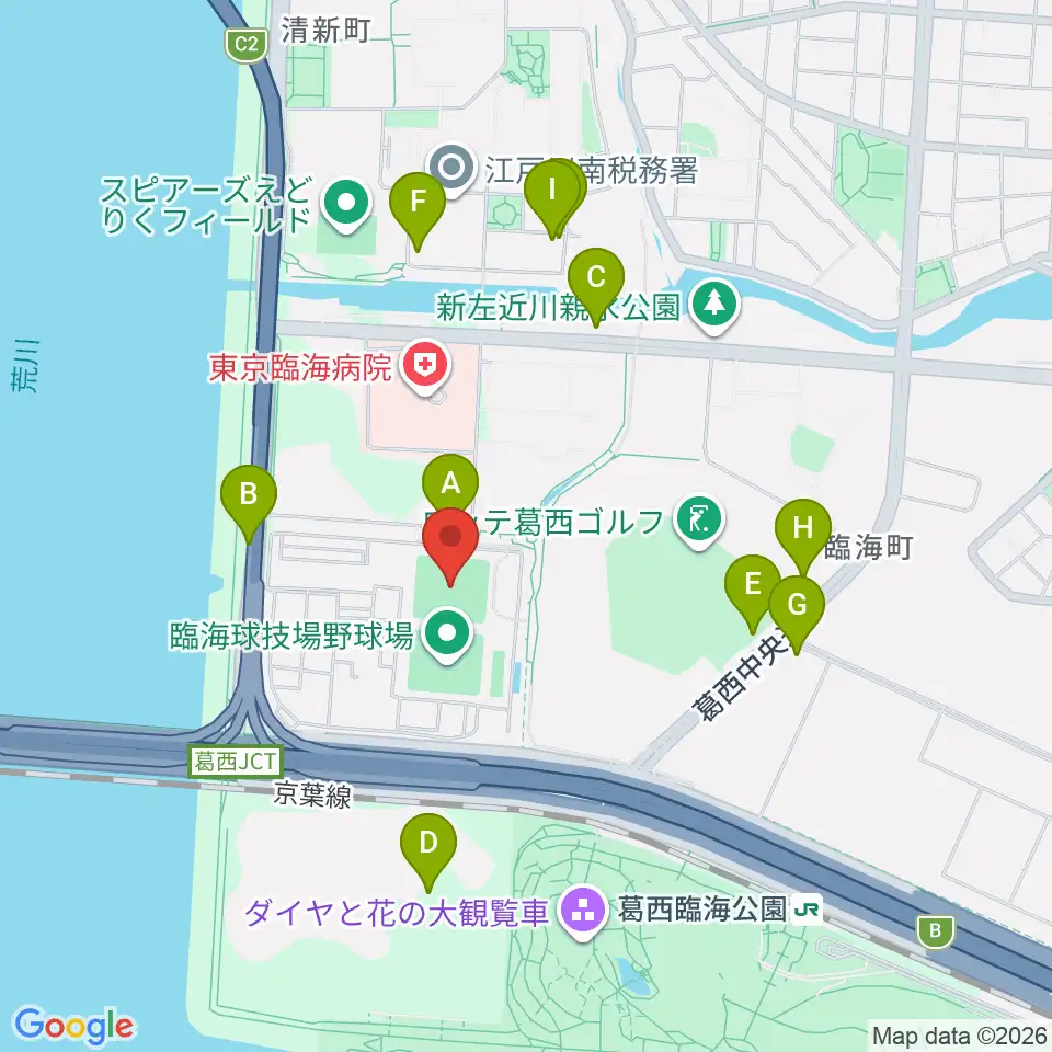 江戸川区臨海球技場 周辺の駐車場 コインパーキング一覧マップ