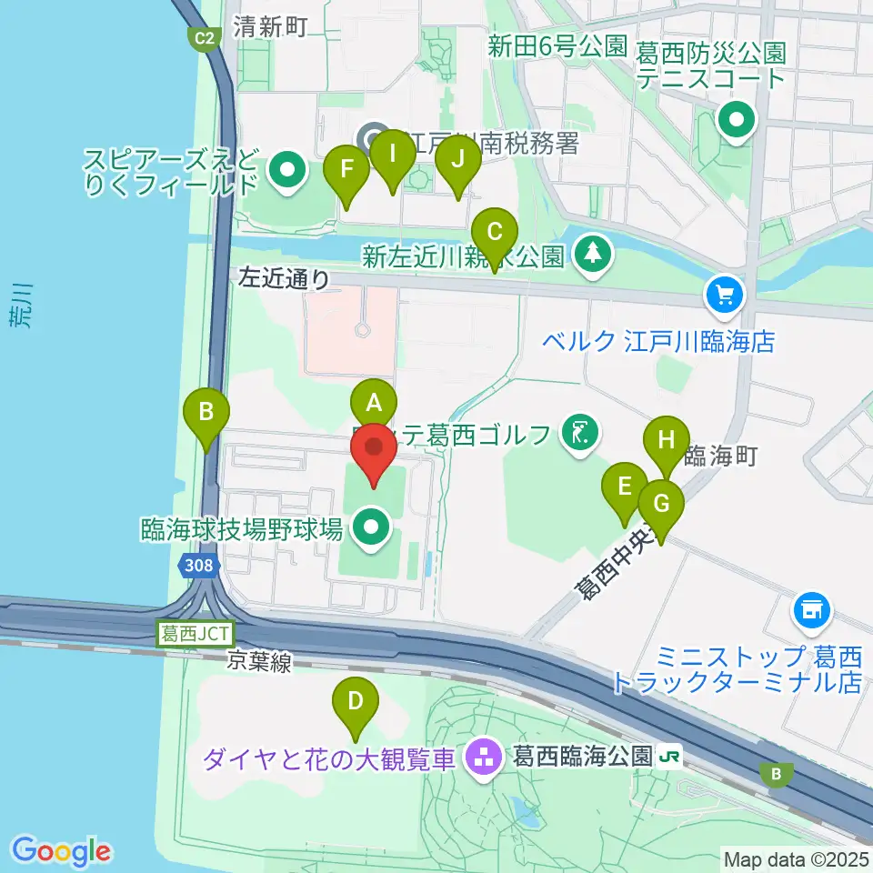 江戸川区臨海球技場多目的グラウンド周辺の駐車場・コインパーキング一覧地図