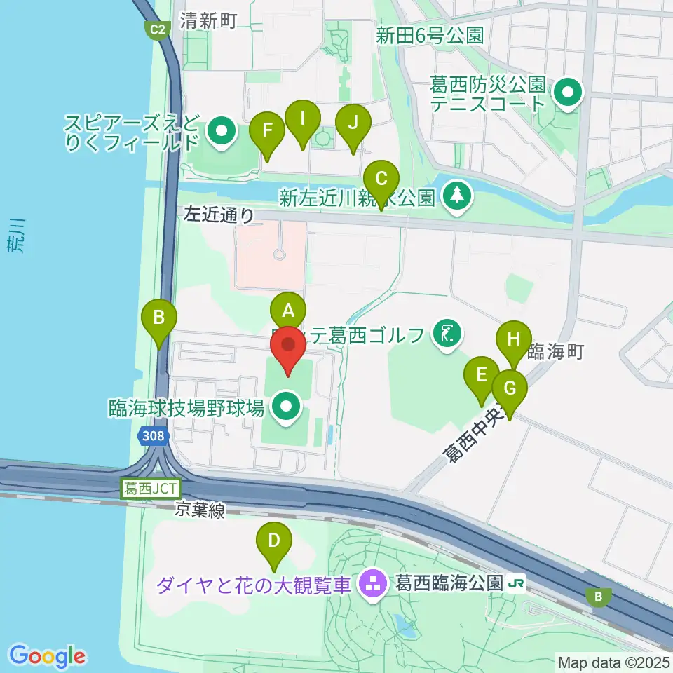 江戸川区臨海球技場多目的グラウンド周辺の駐車場・コインパーキング一覧地図