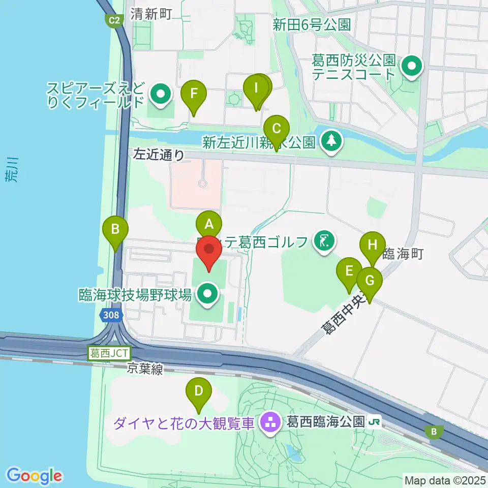 江戸川区臨海球技場多目的グラウンド周辺の駐車場・コインパーキング一覧地図