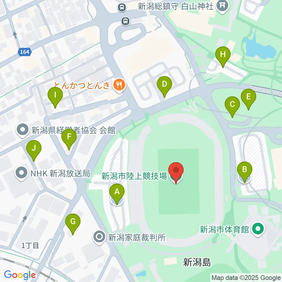 新潟市陸上競技場周辺の駐車場・コインパーキング一覧地図
