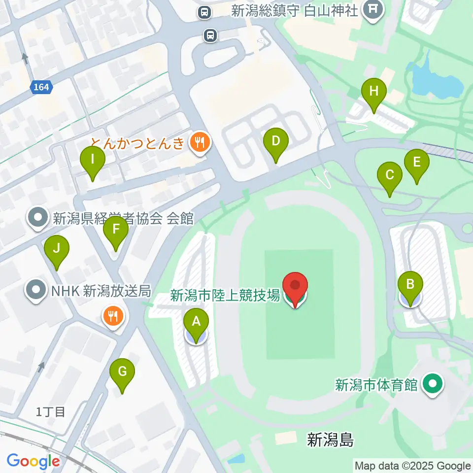 新潟市陸上競技場周辺の駐車場・コインパーキング一覧地図