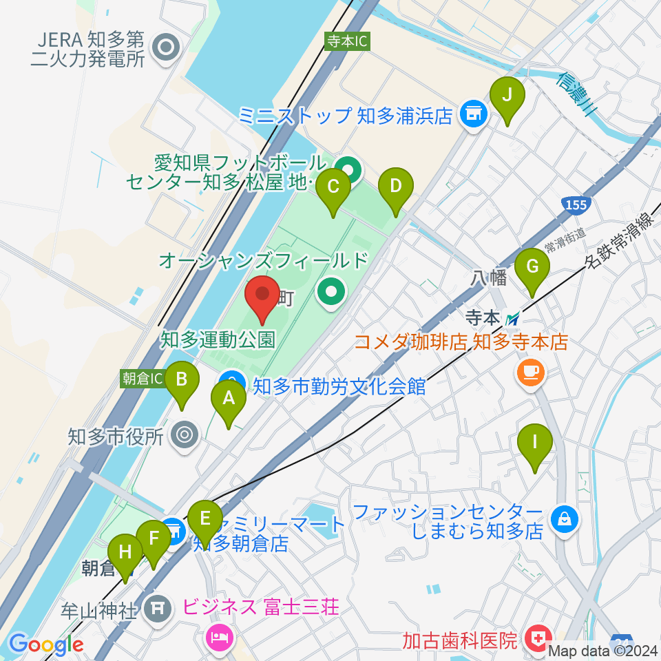 物産フードサイエンス1969知多スタジアム周辺の駐車場・コインパーキング一覧地図