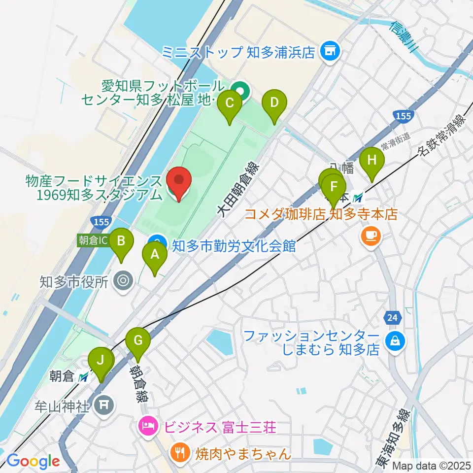 物産フードサイエンス1969知多スタジアム周辺の駐車場・コインパーキング一覧地図