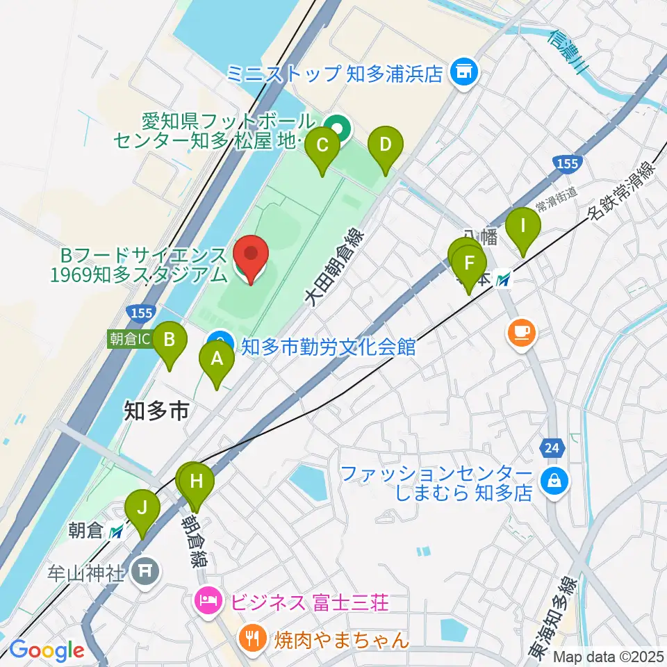 物産フードサイエンス1969知多スタジアム周辺の駐車場・コインパーキング一覧地図