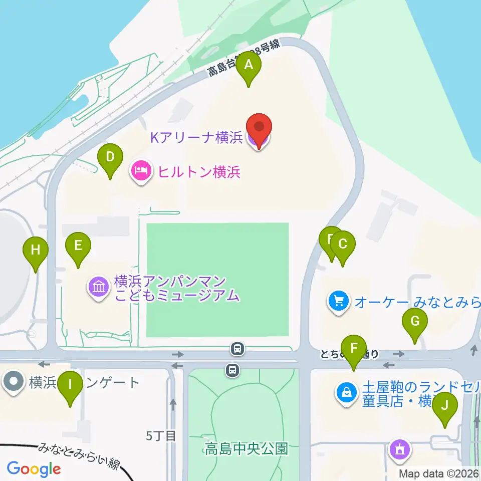 Kアリーナ横浜 周辺の駐車場・コインパーキング一覧マップ