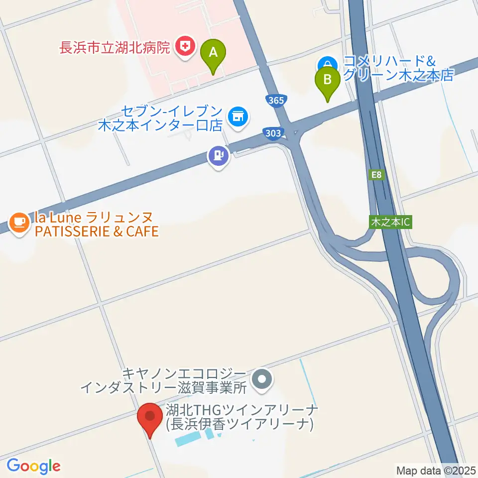 長浜伊香ツインアリーナ周辺の駐車場・コインパーキング一覧地図